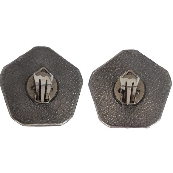 Silver Tone Gilt Style Star Multi Color Plastic Clip-On Earrings E105 - Picture 3 of 8